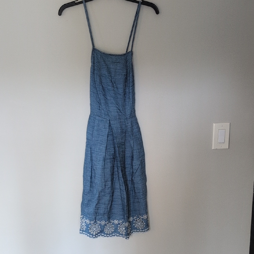 Denim Blue Dress With White Trim